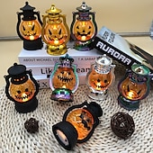economico Illuminazione di Props di Halloween-decorazioni di halloween lampada zucca retrò piccola lampada a olio led candela elettronica lampada zucca portatile galvanica lanterna magica a colori