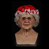 cheap Halloween Mask &amp; Props-Halloween Christmas Mask Headgear, Fierce Black Haired Old Man Mask Simulation Character Mask Masquerade Play Props Funky Cosplay Accessory