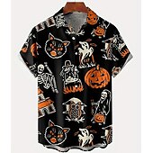 billiga Halloween grafik-Halloween Skelett Dödskalle Pumpa Hawaiian Shirts Aloha Shirt Mönster Till Herr Vuxna Halloween Karnival Maskerad 3D-utskrift Fest Halloween