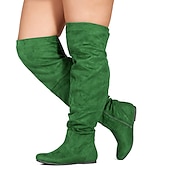 olcso Női csizmák-Női Csizmák Fordított bőr cipő Slouchy Boots Extra méret Szabadtéri Napi Tömör szín Térd fölé érő csizmák Középborjú csizma Tél Cipzár Lapos Kerek orrú Alkalmi Kényelmes minimalizmus Fordított bőr