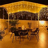 abordables Guirlandes lumineuses à brancher-Lumière de Noël LED rideau glaçon fée guirlande lumineuse 3.5 m 96 LED flexible lumière de Noël pour cour garden party patio décor éclairage coloré ue us au royaume-uni plug