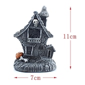 levne Osvětlení rekvizit na Halloween-halloween vánoční pryskyřice strašidelný dům - osvětlené halloweenské vesnické domy s figurkami, kolekce halloweenská vesnice ozdoba do interiéru