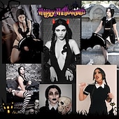baratos Perucas de personagens de filmes-Perucas Wednesday Addams Longa Peruca Trançada Preta Cabelo Natural Macio com Touca de Peruca Tranças Perucas Sintéticas para Festa Cosplay Perucas Halloween