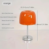 cheap Table Lamps-1pc Retro Glass Mushroom Table Lamp, Modern Bedroom Bedside Homestay Atmosphere Decor Lamp Living Dining Room Medieval Glass Desk Lamp