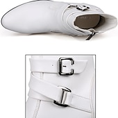 abordables Botines-Botines con hebilla blanca para hombre: zapatos de piel sintética elegantes y con estilo para eventos formales, fiestas y cosplay.