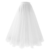 olcso Sima szoknyák-Női Szoknya Hinta Elegáns Divat Maxi Magas derék Szoknyák Egyszínű Többrétegű Tüll Vakáció Utca Sötétrózsaszín Fekete Fehér Rózsaszín Ősz &amp; tél Poliészter Organza