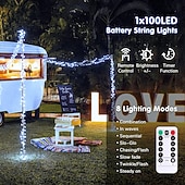 abordables Guirlandes lumineuses à piles-Halloween Noël boîte à piles étanche guirlande lumineuse 8 fonctions télécommande intérieure et extérieure cour jardin décoration de mariage lumière 4m-30leds/6.5m-50leds/10m-100leds