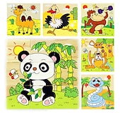 ieftine Puzzle Jigsaw-puzzle 3d din lemn pentru cadouri de aniversare pentru copii jucării puzzle pentru grădiniță bloc de construcție 3d din lemn pictură pe șase fețe