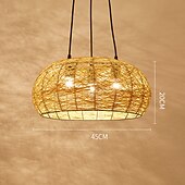 abordables Diseño de Linterna-Lámpara de bambú retro de ratán e26/e27, la iluminación del techo de la lámpara es aplicable a la sala de estar, dormitorio, restaurante, cafetería, bar, restaurante, club, 110-240v