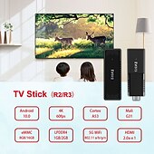 رخيصةأون تي في بوكس-عصا تلفاز ذكية بدقة 1080 بكسل 4K تعمل بنظام أندرويد 10 وذاكرة وصول عشوائي 2 جيجابايت وذاكرة قراءة فقط 8 جيجابايت وواي فاي وجهاز عرض شاشة تلفاز متوافق مع HDMI ودونجل تلفاز ذكي