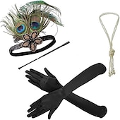 economico Accessori e altro-Anni 1920 Il grande Gatsby Abiti Il grande Gatsby Invitato al matrimonio Halloween Carnevale Halloween Ricevimento di nozze Adulti Guanti Collana Copricapo Tutte le stagioni
