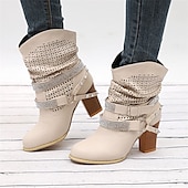 olcso Slouch Boots-női, szürke, domború bokacsizma szegecses pántokkal és kivágott dizájnnal – tökéletes alkalmi és bohó-sikkes ruhákhoz