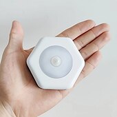 abordables Lumières de rondelle-1 veilleuse blanche à capteur de mouvement hexagonal, petite veilleuse de chambre à coucher, veilleuse, lumière ambiante, lumière blanche, lumière blanche chaude (sans batterie)