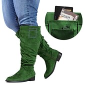 abordables Bottes-Femme Bottes Bottes mollet larges Chaussures en daim Bottes souples Extérieur du quotidien Couleur unie Bottes mi-mollet Hiver Fermeture Talon Plat Bout rond Décontractées Confort Minimalisme Daim