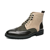 levne Dámské boty-pánské boty z umělé kůže a kostkované brogue, šněrovací kotníkové boty ve vintage stylu s detaily na konci křídel pro formální i běžné nošení