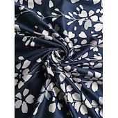 economico Abiti casual floreali-Per donna Vestito longuette Abito casual Vestito a trapezio Essenziale Esterno Da mare Giornaliero Standard Floreale Ditsy floreale Manica a 3/4 Girocollo Blu marino Estate Primavera