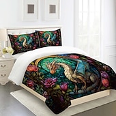 voordelige Dekbedovertreksets-2pcs/3pcs retro retro abstract vuurdraakpatroon bedset dekbedovertrek lichtgewicht en zacht geschikt voor volwassenen en kinderen groot bed klein bedset