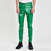 cheap Casual Pants-Men&#039;s Trousers Faux Leather Pants Casual Pants Pocket Plain Comfort Breathable Outdoor Daily Going out Fashion Casual Black White