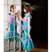 abordables Costumes pour filles-Sirène Sirène Princesse Aqua Robe Costume de soirée à thème Cosplay for Fille Enfant Carnaval Mascarade