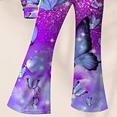 billiga Flickans 3D Vision &amp; Skinande-Flickor 3D Fjäril Set Sweatshirt &amp; Flare Pants Set Långärmad 3D-tryck Höst Vinter Aktiv Mode Dagligen Barn 3-12 år Rund hals Utomhus Semester Datum Normal