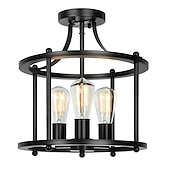 cheap Ceiling Lights-Modern Black Semi Flush Ceiling Light Fixture, 3 Light Traditional Pendant Light, Rustic Ceiling Light for Bedroom Living Room Dining Hall Hallway Kitchen 110-240V