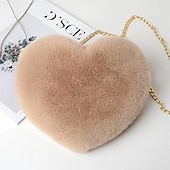 billige Crossbody-vesker-dame håndvesker dame valentin bag hjerteformet veske crossbody veske mobiltelefon veske fuskepels fest valentinsdag ferie lett svart hvit rosa