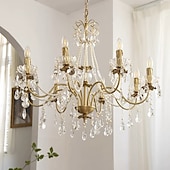 abordables Lustres style bougie-lustre led plafonnier en cristal 6/8 tête k9 cristal conception unique lumières encastrées en acier inoxydable led style nordique lustres de style bougie 110-120v 220-240v