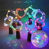 economico Striscie luci a batteria-elegante festa di ricevimento di nozze 1/2/6/10 pezzi luci a stringa per bottiglie di vino 2 m 20 led con tappo in sughero bianco caldo bianco multicolore rosso blu impermeabile decorazione natalizia