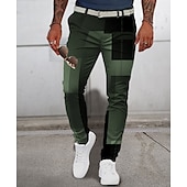 billige Slank-Pledd / Tern Grafiske trykk Geometri Fritid Herre 3D-utskrift Bukser utendørs Gate Arbeidsklær Polyester Rosa Blå Grønn S M L Medium Midje Elastisitet Bukser