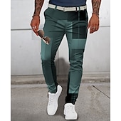 billige Slank-Pledd / Tern Grafiske trykk Geometri Fritid Herre 3D-utskrift Bukser utendørs Gate Arbeidsklær Polyester Rosa Blå Grønn S M L Medium Midje Elastisitet Bukser