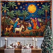 お買い得  クリスマスタペストリーぶら下げ-クリスマスの飾り、キリスト降誕のシーン、イエスの洗礼、吊り下げタペストリー、キルティングパターン、壁アート、クリスマス、大きなタペストリー、壁画、装飾、写真、背景、ブランケット、カーテン、自宅、寝室、リビングルームの装飾