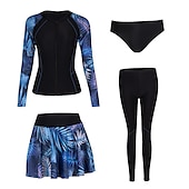 abordables Lycra de surf-Femme Anti UV Maillot de bain Protection solaire UV UPF50+ Respirable manche longue Maillot de bain Zip sur le devant Natation Surf Plage Sports nautiques Floral Eté Printemps Automne