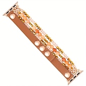 baratos Pulseiras de Apple Watch-Compatível com Pulseira Apple Watch 38mm 40mm 41mm 42mm 44mm 45mm 49mm Feminino Purpurina Couro PU Contas pulseira de substituição para iwatch Ultra 2 Series 9 8 7 SE 6 5 4 3 2 1