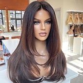 cheap Human Hair Lace Front Wigs-Remy Human Hair 13x4 Lace Front Wig Free Part Brazilian Hair Straight Multi-color Wig 130% 150% Density with Baby Hair Ombre Hair For Women Long Human Hair Lace Wig