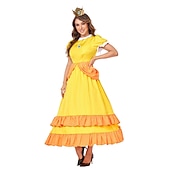  Cosplay-kostym prinsessan Peach Super Bros Cosplay Vuxna Dam Karnival Maskerad Mardi Gras Karnival Halloween Prestanda Klä ut
