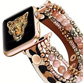 baratos Pulseiras de Apple Watch-Compatível com Pulseira Apple Watch 38mm 40mm 41mm 42mm 44mm 45mm 49mm Feminino Purpurina Couro PU Contas pulseira de substituição para iwatch Ultra 2 Series 9 8 7 SE 6 5 4 3 2 1