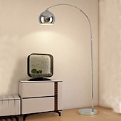 preiswerte LED-Stehlampe-Stehleuchte, Stehleuchte, Bogen-Stehleuchte, Lese-Stehleuchte, Stahl/Nickel matt, satiniert, verstellbar, Grande Edelstahl, 110–240 V