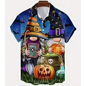 billiga Halloween grafik-Halloween Skelett Dödskalle Pumpa Hawaiian Shirts Aloha Shirt Mönster Till Herr Vuxna Halloween Karnival Maskerad 3D-utskrift Fest Halloween
