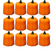 olcso Halloween beltéri-12db mini sütőtök gyertya lángmentes gyertya lámpák hálaadás sütőtök tealámpák led tea lámpák sütőtök gyertyák elemes őszi halloween hálaadás lakberendezési dekoráció