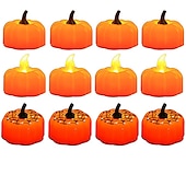 olcso Halloween beltéri-12db mini sütőtök gyertya lángmentes gyertya lámpák hálaadás sütőtök tealámpák led tea lámpák sütőtök gyertyák elemes őszi halloween hálaadás lakberendezési dekoráció