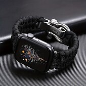 baratos Pulseiras de Apple Watch-1 pacote Corda trançada artesanal Compatível com Pulseira Apple Watch 38mm 40mm 41mm 42mm 44mm 45mm 49mm Entrançado Elástico Ajustável Tecido pulseira de substituição para iwatch Ultra 2 Series 9 8 7