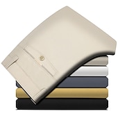 economico Sottile-Per uomo pantaloni della tuta Pantaloni Tasche Gamba dritta Liscio Matrimonio Ufficio Attività commerciale Misto cotone Moderno Da cerimonia Nero Bianco Media elasticità