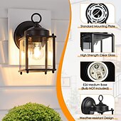 abordables luces de pared al aire libre-Aplique de pared LED, accesorio de iluminación, aplique de pared antiguo, linterna externa impermeable ip65, linterna de vidrio de aluminio a prueba de herrumbre, lámpara de pared, linterna, patio,
