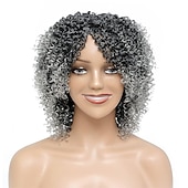 economico parrucca più vecchia-parrucche grigie per le donne nere parrucche intrecciate per le donne nere brevi parrucche ricci con la frangetta ricci parrucche afro per le donne nere parrucca riccia crespa parrucche di capelli