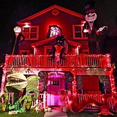 abordables Guirlandes lumineuses à piles-Halloween Noël boîte à piles étanche guirlande lumineuse 8 fonctions télécommande intérieure et extérieure cour jardin décoration de mariage lumière 4m-30leds/6.5m-50leds/10m-100leds
