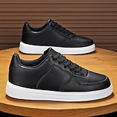 billiga Herrsneakers-Herr Sneakers Kontor / Business Vita skor Promenad Ledigt Dagligen Läder Bekväm Korta stövlar / ankelstövlar Loafers Svart Vit Vår Höst