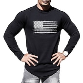 お買い得  独立記念日Tシャツ-退役軍人の日 メンズ パトリオット 愛国者 退役軍人 グラフィック 国旗 Tシャツ ワッフル Tシャツ 長袖 Tシャツ 3D プリント クルーネック シャツ デザイナー レトロ ヴィンテージ カジュアル スポーツ アウトドア ホリデー 外出
