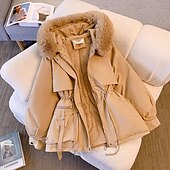 levne Zimní parka-Dámské Zimní kabát Puffer bunda Mikina s kapucí Větruvzdorné Zahřívací Kapsy S kapsami Kožešinový límec Módní Pouliční styl Pevná barva Dovolená ulice Denní nošení Jdeme ven Zip Standardní Mikina