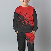 preiswerte Jungen 3D Tiere-Jungen 3D SPIDER Set aus Sweatshirt und Jogginghose Set Langarm 3d Drucken Herbst Winter Aktiv Modisch Cool kinderkleidung 3-12 Jahre Rundhalsausschnitt Outdoor Urlaub Strasse Regular Fit