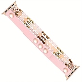 baratos Pulseiras de Apple Watch-Compatível com Pulseira Apple Watch 38mm 40mm 41mm 42mm 44mm 45mm 49mm Feminino Purpurina Couro PU Contas pulseira de substituição para iwatch Ultra 2 Series 9 8 7 SE 6 5 4 3 2 1